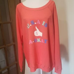 Wildfox Coral 'USA is A-Okay' graphic Sweatshirt nwt SZ L